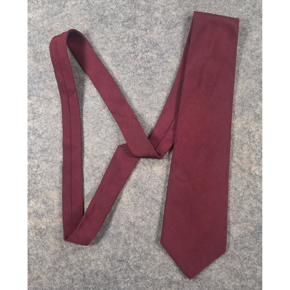Polo Ralph Lauren Silk Cotton Blend Tie Burgundy Ribbed Made in USA Mens